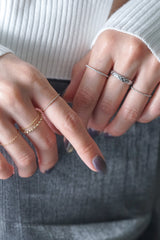 14K Solid Gold 1MM Diamond Eternity Wedding Band Ring