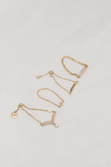 14K Solid Gold Pavé Bar Chain Ring – Effortless Glamour