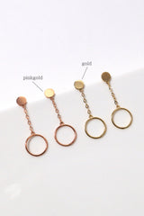 14k Solid Gold Open Ring Mid Drop Dangling Earring - Pretty At Sam