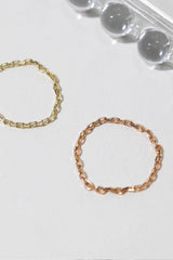 14K Solid Gold Paper Clip Chain Ring - Pretty At Sam