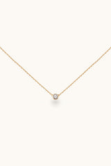 14K Solid Gold 3MM, 4MM, 5MM Bezel Setting Pendant Necklace
