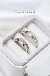 PATSAM 14K White Gold Inter-Lock Custom Couple Ring