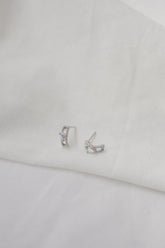 Colorful Dainty Mill Grain Heart Stone Half Hoop Stud Earring