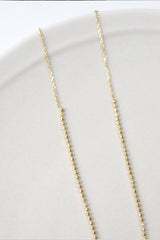 14k Solid Gold Beads Chain Wavy Threader Drop Earring - Pretty At Sam