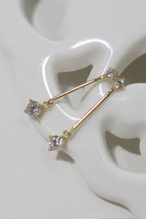 14k Solid Gold CZ Stud Bar Dangle Stud Earring - Pretty At Sam