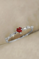 925 Sterling Silver Gold Plated CZ Heart Stone Stackable Ring - Pretty At Sam