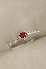 925 Sterling Silver Gold Plated CZ Heart Stone Stackable Ring - Pretty At Sam