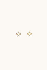 14K Gold April Stone Five Point Star Screw Back Stud Earring