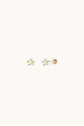 14K Gold April Stone Five Point Star Screw Back Stud Earring