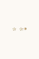 14K Gold April Stone Five Point Star Screw Back Stud Earring