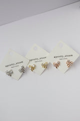 ✨ Bow Knot Ribbon Stud Earrings – Rhodium & Gold Plated, Hypoallergenic ✨