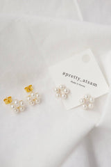 Classic Pearl Cluster Stud Earrings