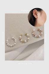 925 Sterling Silver Ball and Mother Of Pearl Ear Cuff