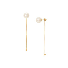 925 Sterling Silver 12MM Faux Pearl 3MM Ball Back Drop Dangel Earring