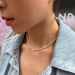 925 Sterling Silver 3MM Swarovski Pearl CZ Charm Necklace