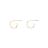 925 Sterling Silver 3MM Swarovski Pearl Half Hoop Stud Earring