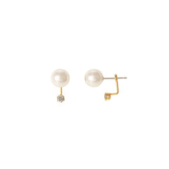 925 Sterling Silver 8MM Swarovski Pearl 3MM Cubc Back Drop Earring