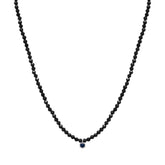 925 Sterling Silver Black Spinel Beads Blue Diamond Cubic Necklace