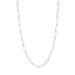 925 Sterling Silver Diamond Cut Oval Paper Clip Necklace