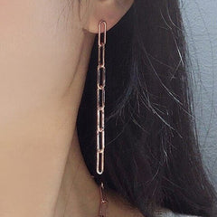 925 Sterling Silver Mis Match Round Oval Paper Clip Dangle Stud Earring