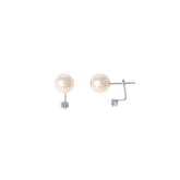925 Sterling Silver 8MM Swarovski Pearl 3MM Cubc Back Drop Earring