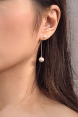 925 Sterling Silver Swarovski 6MM 8MM Pearl Back Drop Dangle Earring