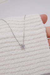 925 Sterling Silver Lab Clear 4 Leaf Clover Chain Necklace - Pretty At Sam
