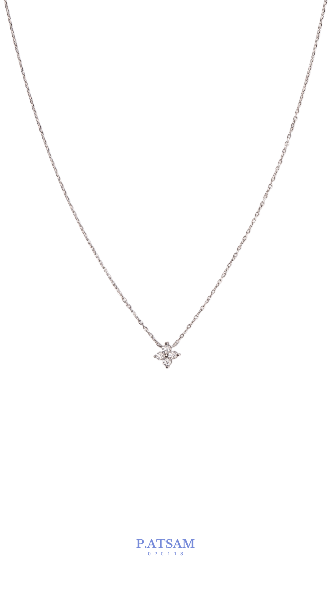 925 Sterling Silver Lab Clear 4 Leaf Clover Chain Necklace - Pretty At Sam