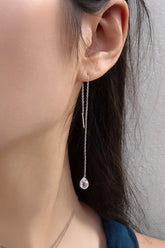 925 Sterling Silver Crystal Threader Drop Dangle Earring