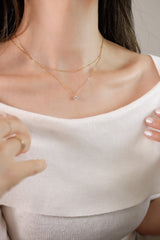 14K Solid Gold 4MM Solitaire Charm Custom Necklace – Personalized Elegance