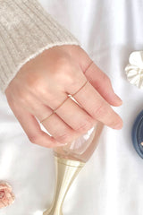 14K Solid Gold Diamond Cut Beaded Chain Thin Ring - Pretty At Sam