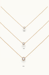 14K Solid Gold 3MM, 4MM, 5MM Bezel Setting Pendant Necklace