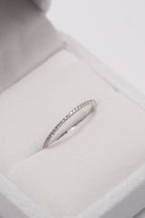 14K Solid Gold 1MM Diamond Eternity Wedding Band Ring