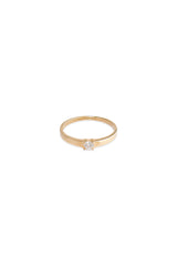 14K Solid Gold Fine Cut CZ 4 Prong Simple Stackable Ring - Pretty At Sam