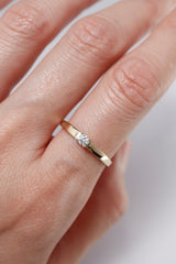 14K Solid Gold Fine Cut CZ 4 Prong Simple Stackable Ring - Pretty At Sam