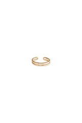 14K Solid Gold Double Line Open Free One Size Pinky Baby Ring - Pretty At Sam