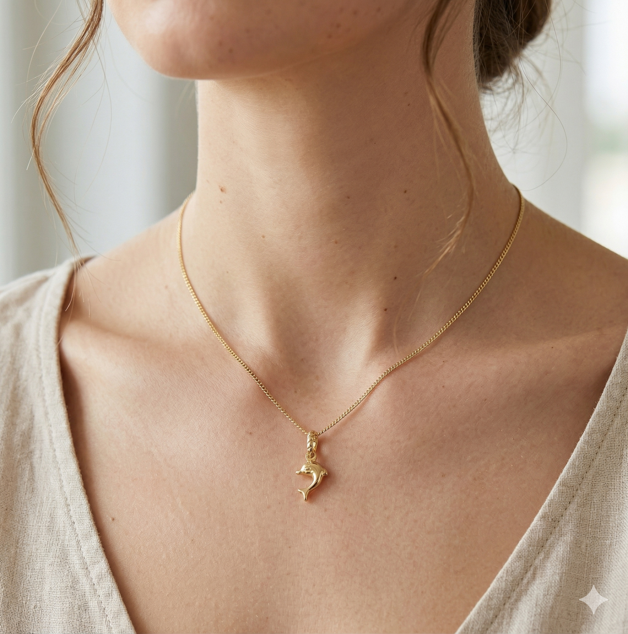 High-polish 14k gold marine animal pendant with mirror finish