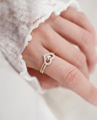 14K Solid Gold Rose Gold Heart Ring