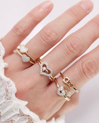 14K Solid Gold Rose Gold Heart Ring