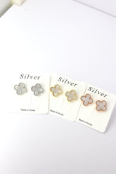 ✨Clover Pearl Stud Earrings – Rhodium & Gold Plated, Hypoallergenic ✨