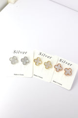 ✨Clover Pearl Stud Earrings – Rhodium & Gold Plated, Hypoallergenic ✨