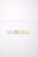 ✨Clover Pearl Stud Earrings – Rhodium & Gold Plated, Hypoallergenic ✨