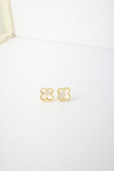 ✨Clover Pearl Stud Earrings – Rhodium & Gold Plated, Hypoallergenic ✨