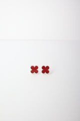 ✨Clover Red Stone Stud Earrings – Rhodium & Gold Plated, Hypoallergenic ✨