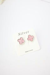 ✨Clover Pink Stone Stud Earrings – Rhodium & Gold Plated, Hypoallergenic ✨