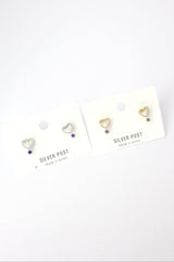 ✨Heart Pearl Purple Stud Earrings – Rhodium & Gold Plated, Hypoallergenic ✨