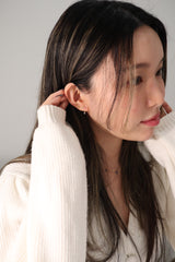 14K Solid Gold Rose Gold Collection Fish Hook Cubic Dangle Earring