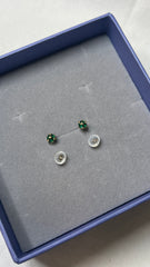 14k Solid Gold S Green Stone Disco Ball Stud Earring - Pretty At Sam