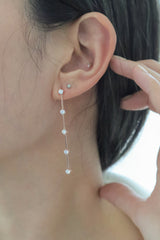 925 Sterling Silver Edgy Bar CZ Chain Drop Mismatched Earrings - Pretty At Sam