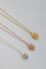 925 Sterling Silver Oval Textured Vintage Disk Pendant Twist Chain Necklace - Pretty At Sam